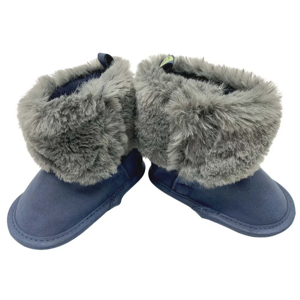 First Steps‎ By Stepping Stones Blue Faux Fur Booties 3-6 Months
